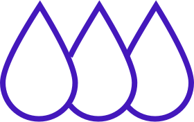 An icon of three partially overlapping purple droplets